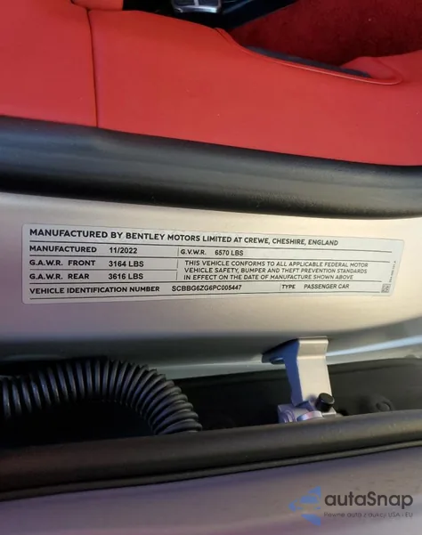 2023 Bentley Flying Spur Azure/Mulliner V8/S z USA, uszkodzony, nr VIN SCBBG6ZG6PC005447